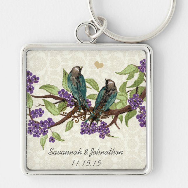 Chaveiro Corrente-chave de Casamento de Flor Amarelo-Cinza- (Frente)