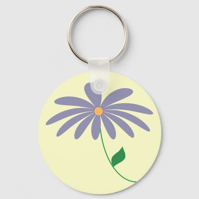 Chaveiro Corrente-chave de desenho de flores roxas personal (Frente)