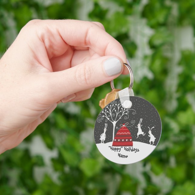 Chaveiro Corrente-chave de Feriados Coelhinhos de inverno (Mão)