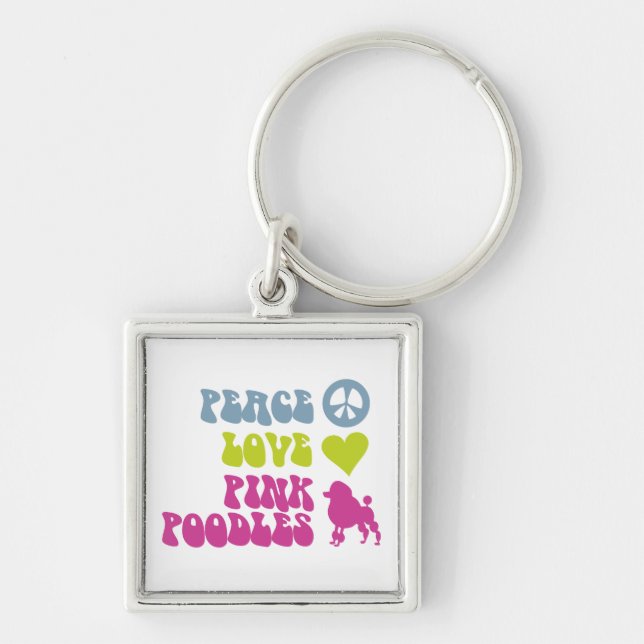 Chaveiro Corrente-chave de Poodles Rosa de Paz, personaliza (Frente)