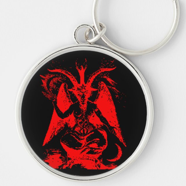 Chaveiro Corrente chave de prata vermelha de Baphomet (Frente)