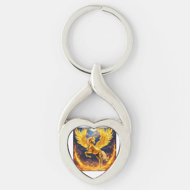 Chaveiro Corrente chave do cavalo do ouro pegasus (Frente)