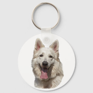 Chaveiro corrente chave do german shepherd branco