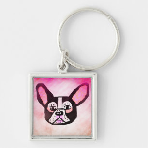 Chaveiro Corrente chave preta de buldogue francês