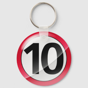 Chaveiro Corrente chave vermelha do número 10