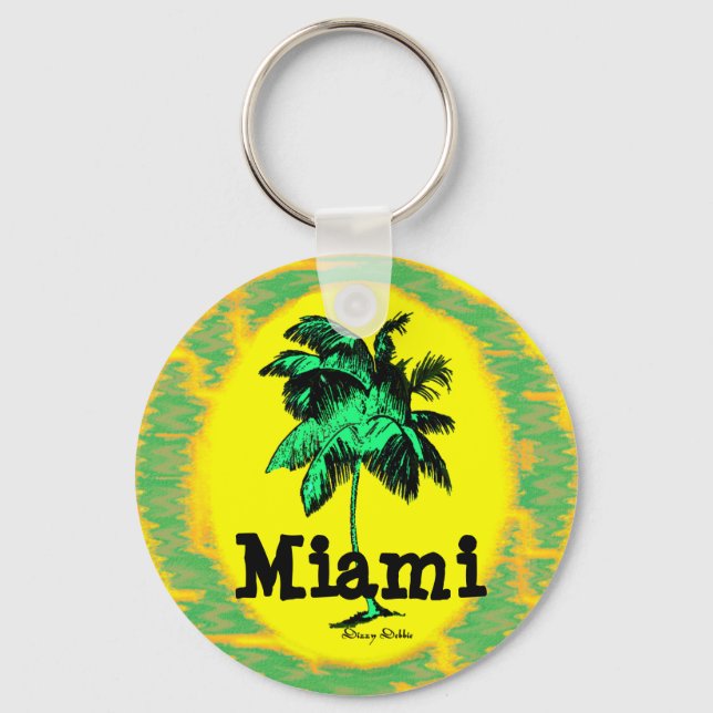 Chaveiro Corrente de chave da Árvore de Miami Palm (Frente)