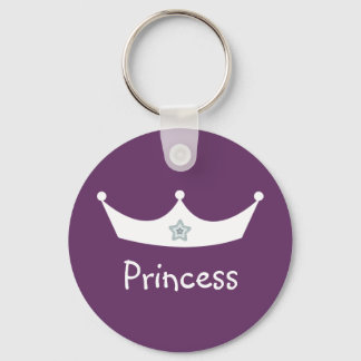 Chaveiro Corrente de chave da coroa princesa branca e roxa