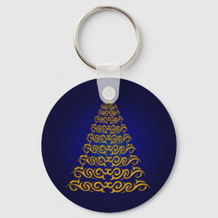 Chaveiro Corrente de Chave de Árvore de Natal Azul Elegante