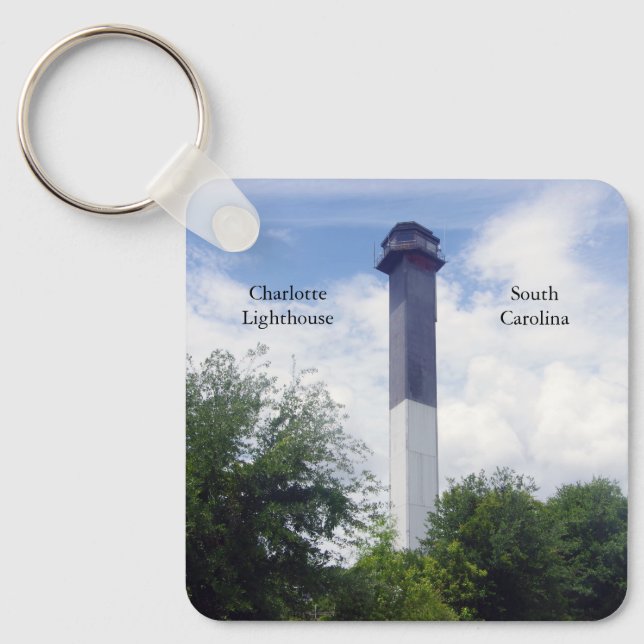 Chaveiro Corrente de chave de metal Charlotte Lighthouse (Frente)