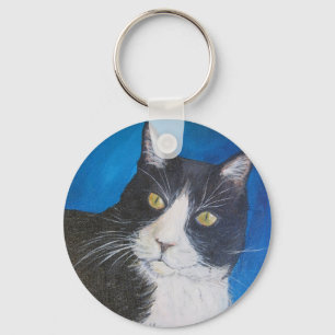 Chaveiro Corrente de Chave de Pintura de Gato Tuxedo