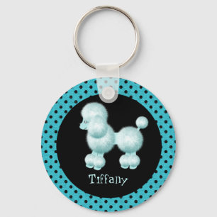 Chaveiro Corrente de Chave de Poodle Preto e Turquesa
