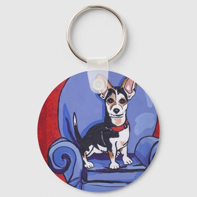 Chaveiro Corrente de Chave de Rat Terrier (Frente)