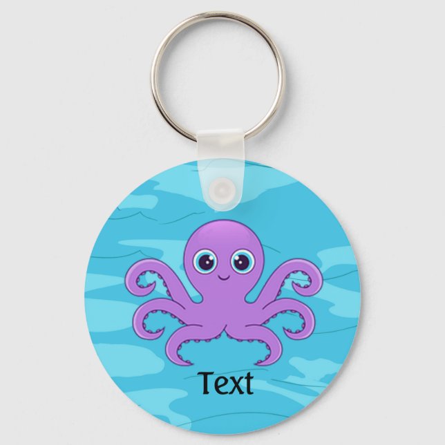 Chaveiro Corrente de Chave Design de Octopus Roxo (Frente)