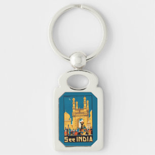 Chaveiro Corrente de chave do Poster de viagens Vintage Ind