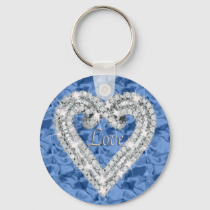 Chaveiro Corrente de Coração com Amor Azul redondo