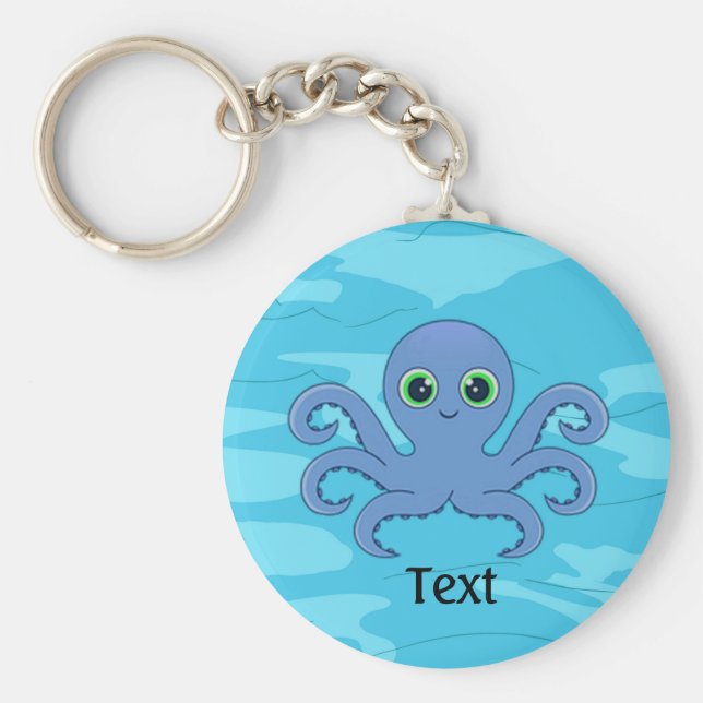 Chaveiro Corrente de Design de Octopus Azul-Cinto (Frente)