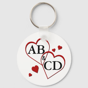 Chaveiro Corrente de Modelo de Dois Corações