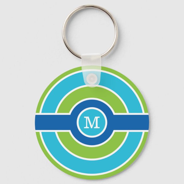 Chaveiro Corrente personalizada do monograma em círculos az (Frente)