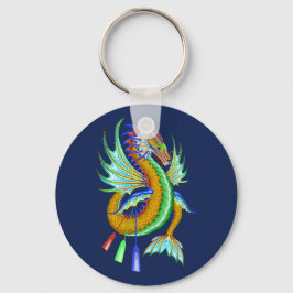 Chaveiro Corrida Dourada e verde de dragões de água