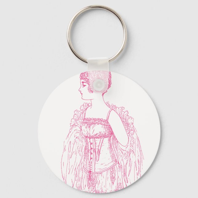 Chaveiro Corset Flapper Vintage Rosa (Frente)