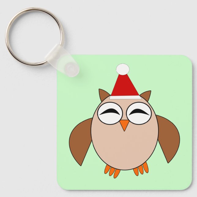 Chaveiro Coruja de Natal Bonita Personalizada (Frente)
