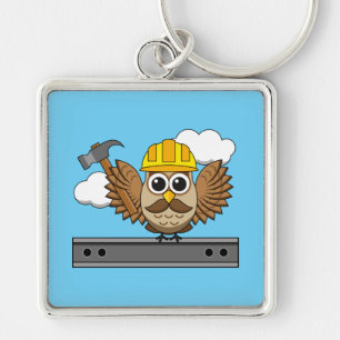 Chaveiro Coruja de trabalhadores da construção em forma de