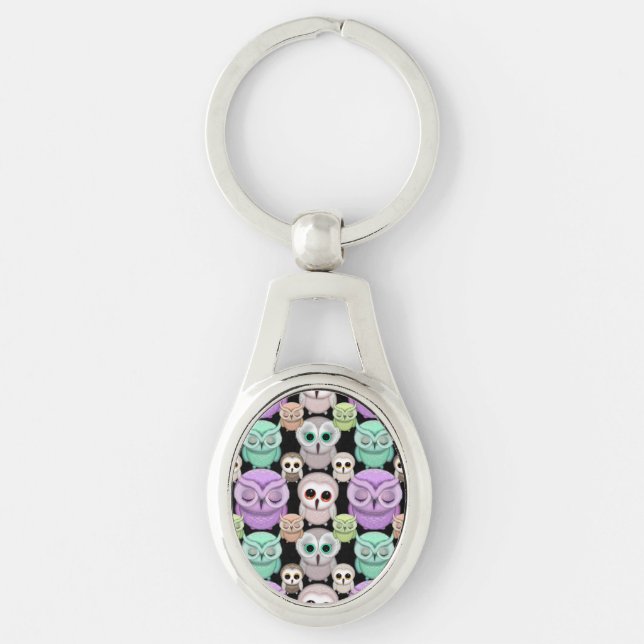 Chaveiro Corujas Lindas em Cores Pastel (Frente)