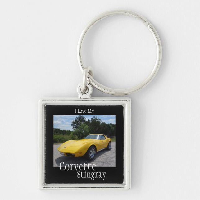 Chaveiro Corvette Stingray Key Chain amarelo C3 1973 (Frente)