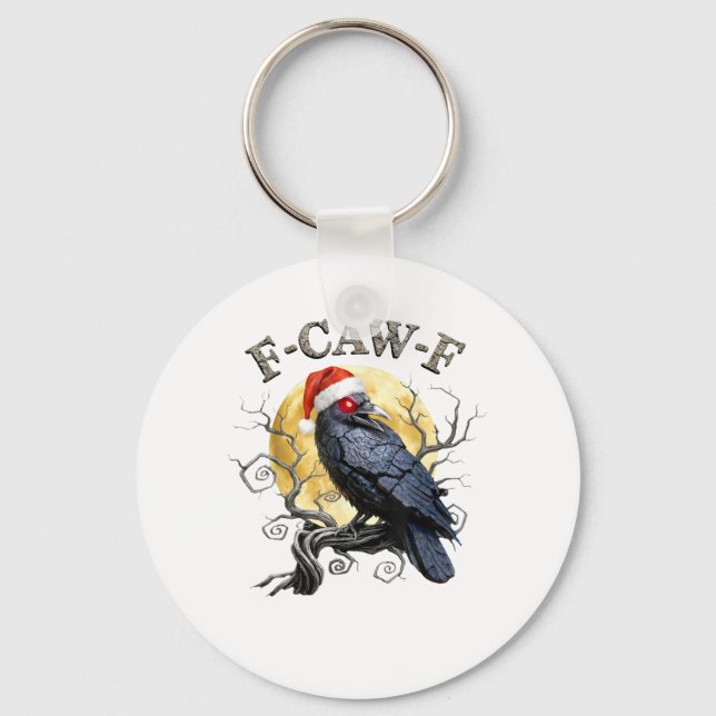 Chaveiro Corvo Engraçado F-Caw-F Pássaro Gótico Chapéu de N (Frente)