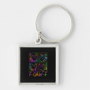 Chaveiro Corvo F-Caw-F Colorido Neon Gótico Pássaro Engraça