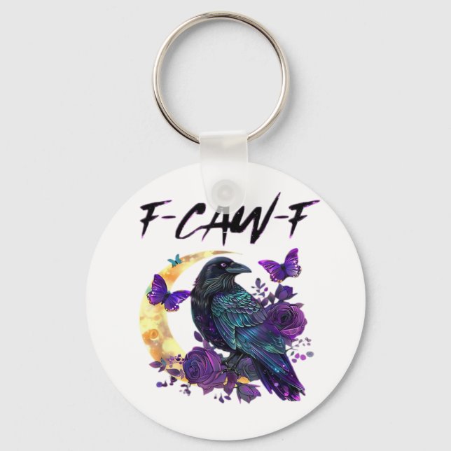 Chaveiro Corvo F Caw F Pássaro Engraçado Lua Design Gótico (Frente)