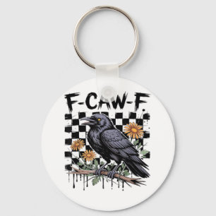 Chaveiro Corvo Floral, F-Caw-F Pássaro Engraçado FCAWF Lua 