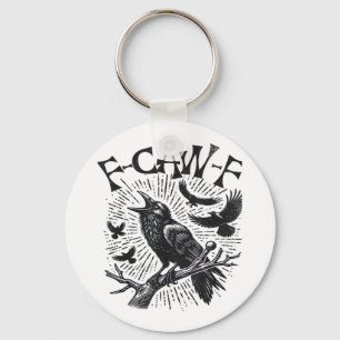 Chaveiro Corvo Gótico F-Caw-F Humor Engraçado Essencial Ret