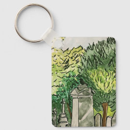 Chaveiro Corvo no cemitério,