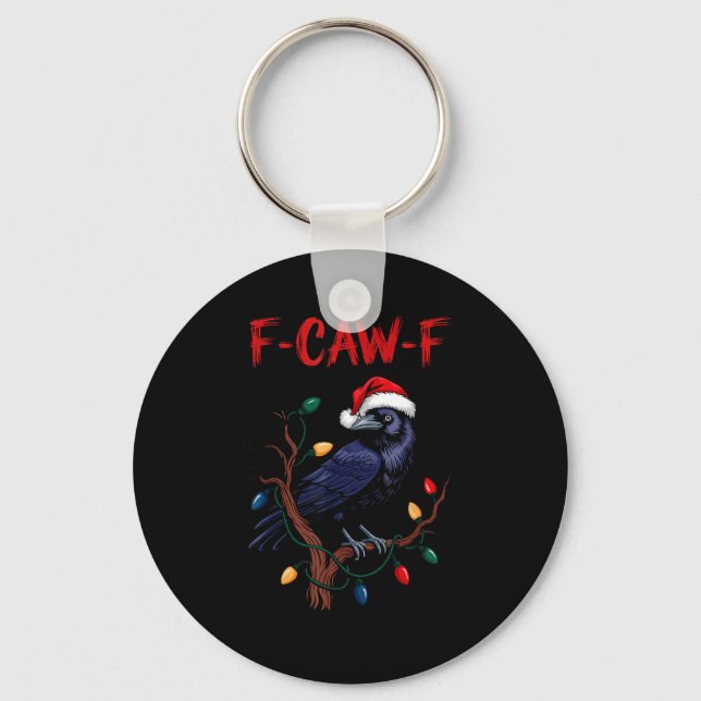 Chaveiro Corvo Preto, F-caw-f Meme Pássaro Preto Com Chapéu (Frente)