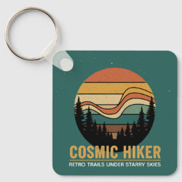 Chaveiro Cosmic Hiker Retro 70s Sunset Space Forest Stars