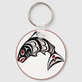 Chaveiro Costa do Pacífico Noroeste Haida art Salmon