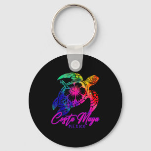 Chaveiro Costa Maya México Tie Dye Tartaruga Marinha Hibisc