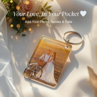Chaveiro Costum Photo Couples Keychain with Names & Date