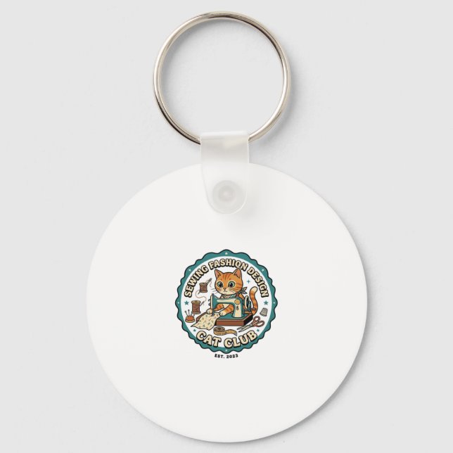 Chaveiro Costura Design de Moda Gato Presente para Amantes  (Frente)