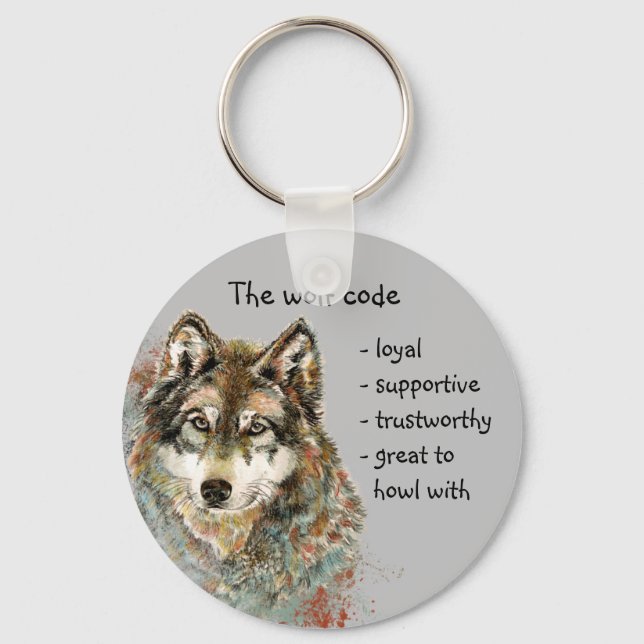 Chaveiro Cota de Código do Lobo de Aquarela, Wolves Inspira (Frente)