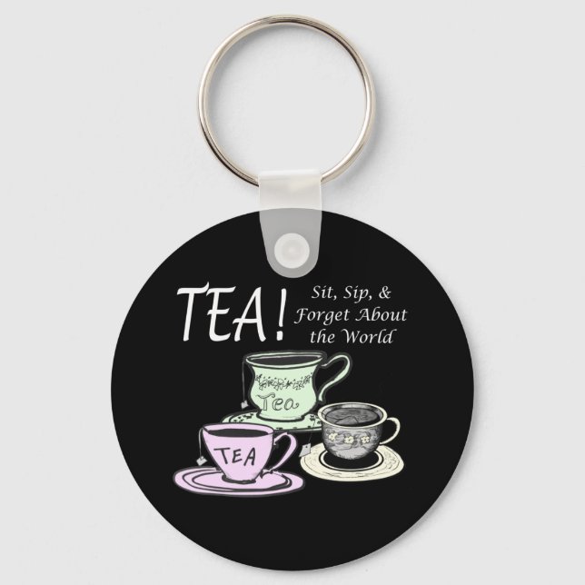 Chaveiro Cota de Positividade do Tea Lover - Sit Sip Esqueç (Frente)