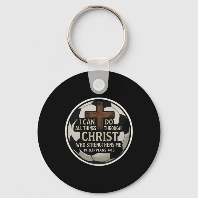 Chaveiro Cota de Versículo da Bíblia de Futebol Cristão Fil (Frente)