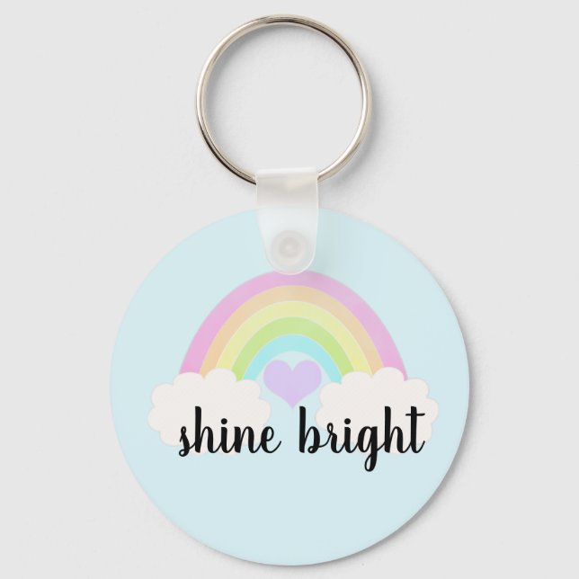 Chaveiro Cotovelo Brilhante Pastel Aquarela Arco-Íris (Frente)