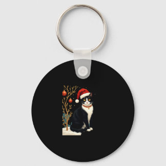 Chaveiro Cottagecore Tuxedo Cat Funny Xmas Aesthetic Santa 