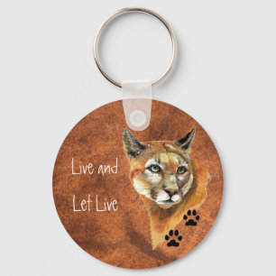 Chaveiro Cougar Puma Mountain Lion "Live and Let Live"