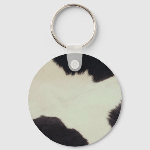 Chaveiro Couro cru da vaca, preto e branco