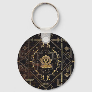 Chaveiro Couro Vintage Falln e Dourado