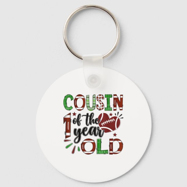 Chaveiro Cousin Of The 1 Year Old Football 1st Birthday Boy (Frente)