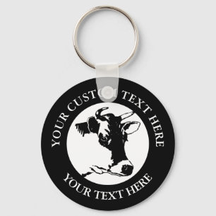 Chaveiro Cow Custom Text Classic Round